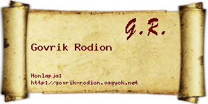 Govrik Rodion névjegykártya